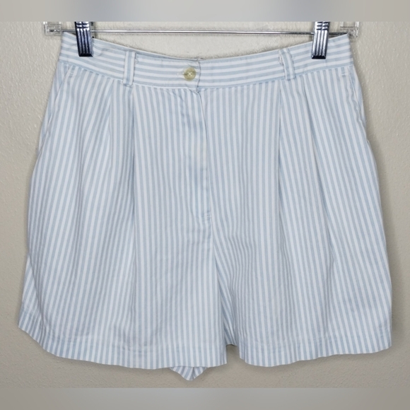 Norton McNaughton Pants - VINTAGE Norton McNaughton Women's 10 Mom Shorts USA 26x3 High Rise Blue Striped